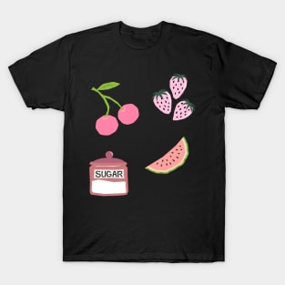 Y2k Coquette Berry Design Sticker Pack Pink T-Shirt